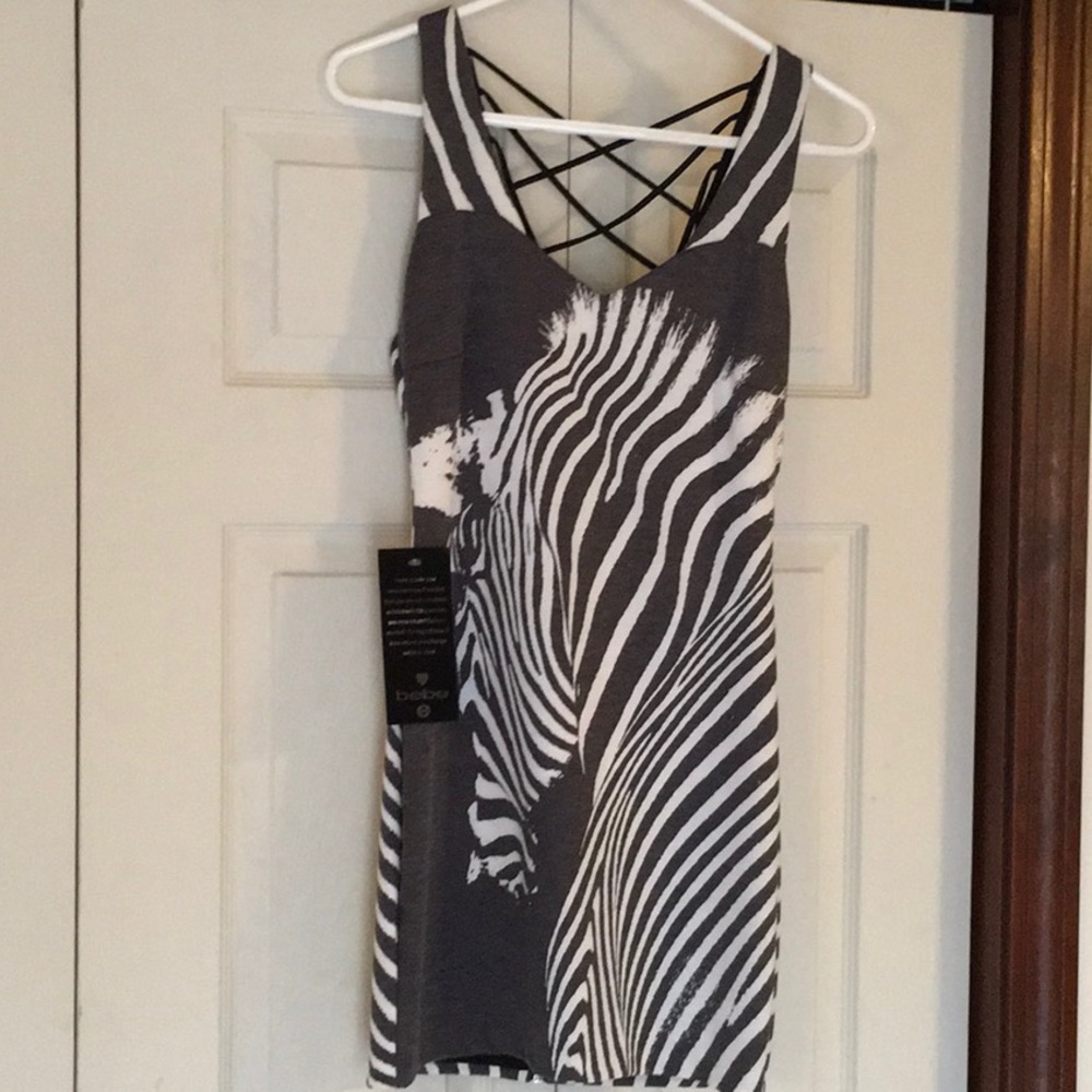 NWT Bebe Addiction Zebra Mini Dress XS
